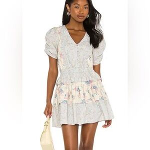 LOVESHACKFANCY Roth Dress in Pastel Lemon Blueberry Size XS